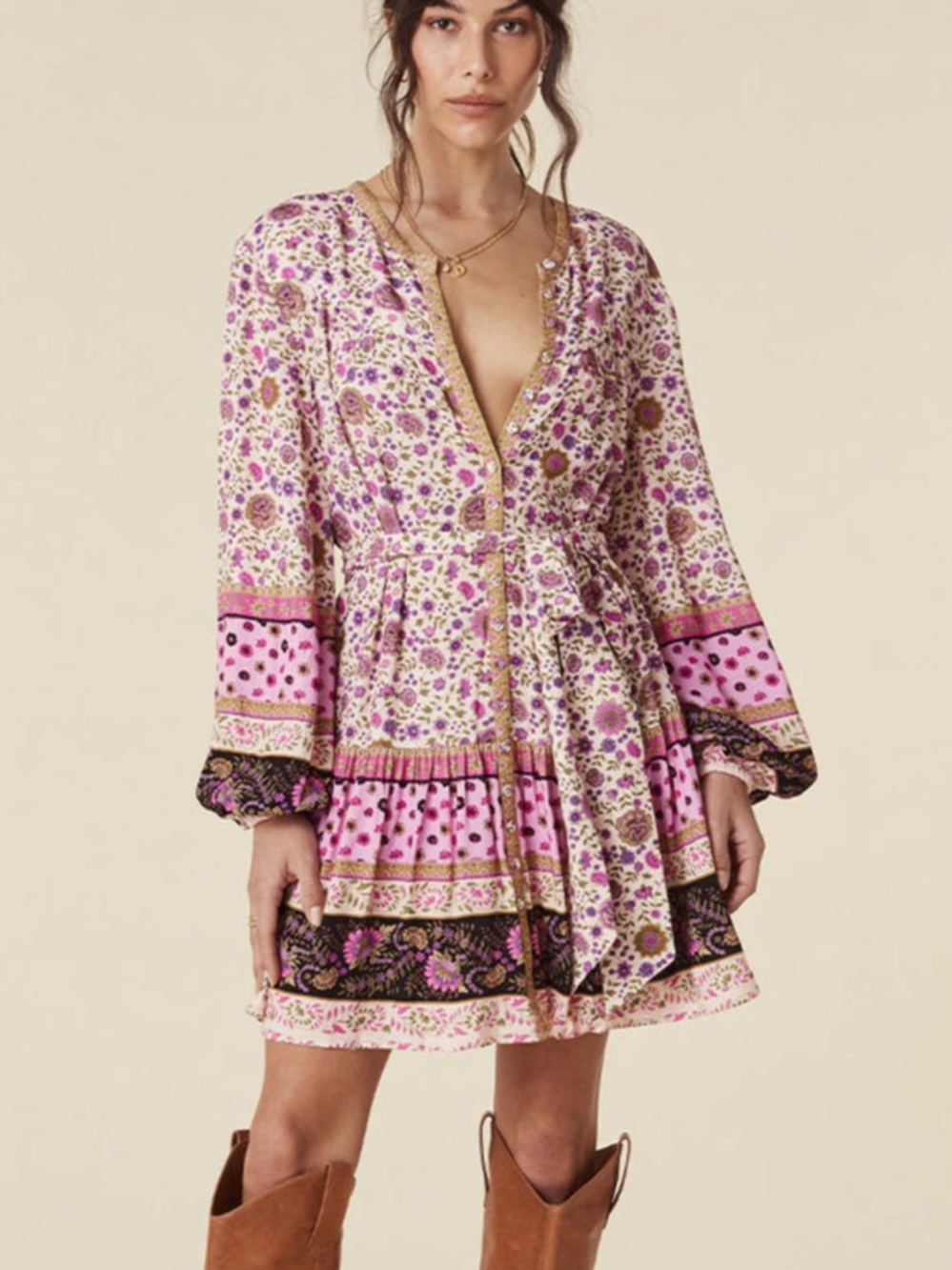 Spell & The Gypsy Untamed Floral Tunic Mini Dress Size Small 57117